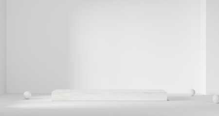 Obraz premium 3d background products Show pedestal scenes with geometric platforms white background. with podium. Stand to display cosmetic products on stage. 3D rendering.