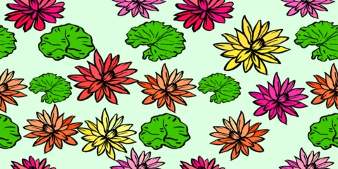 Muurstickers Tropische planten seamless floral background