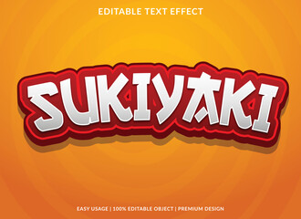 sukiyaki editable text effect template with abstract style background use for business logo and brand