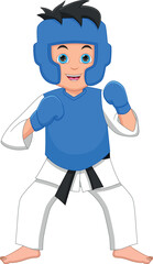 cartoon boy martial art on white background