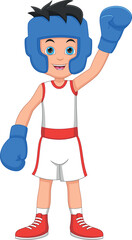 boy boxing cartoon on white background