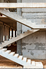 Construction of a reinforced concrete building. Elements of a concrete house. Structural elements. Construction site. Foundations and grillages.