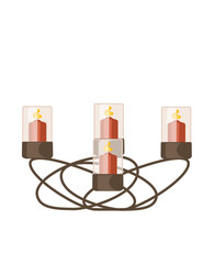 Candles in candlestick desk stand vintage design vector illustration isolated on white background