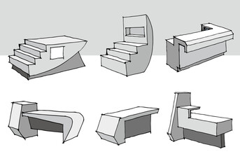set of display stand vector for design idea interior design decoration