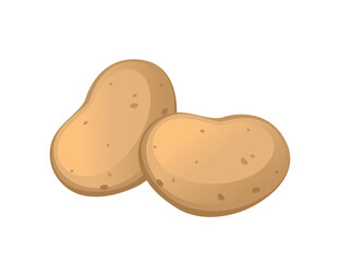 Fresh raw unpeeled potatoes vector illustration isolated on white background