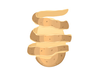 Fresh raw peeling potatoes process vector illustration isolated on white background