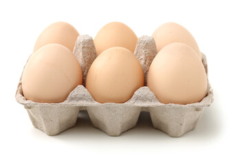 brown eggs on white background 