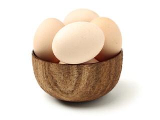 brown eggs on white background 