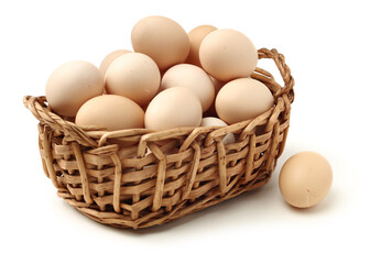 brown eggs on white background 