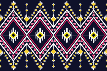 Geometric shapes woven in the bottom. decorated with bouquets of yellow flowers beautiful for clothes wallpaper