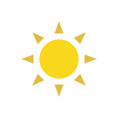 Sunshine icon with original sun color, summer vector symbol isolated white background