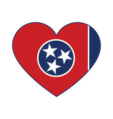 tennessee tn state flag in heart shape symbol