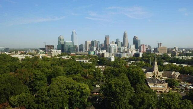 Drone Aerial of the Charlotte Skyline