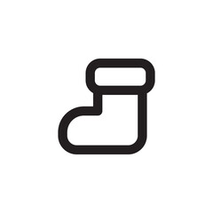 Simple Santa sock icon, Vector outline icon on white background.