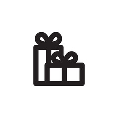 Simple gift box icon, Vector outline icon on white background.