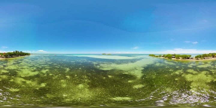 Tropical landscape with a beautiful and islands. Philippines. Tondol White Sand Beach. VR 360.