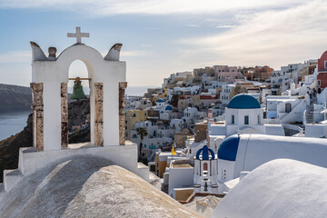 Beautiful view of Oia village from one of the most scenic viewpoint, Santorini, Greece