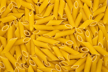 shallow depth of field dried itallian Penne Rigate pasta