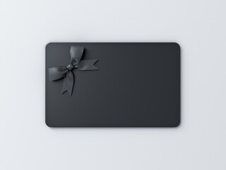 Blank black gift business card isolated on white background with shadow minimal concept 3D rendering