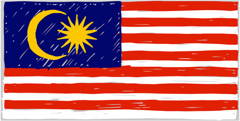 Country Flag Pencil or Marker Sketch Vector