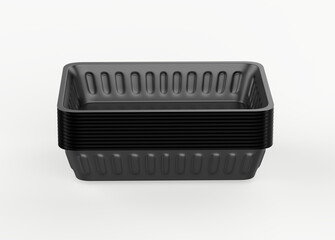 Set of Foil Trays Mockup Isolated On White Background. 3d illustration