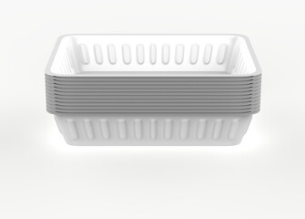 Set of Foil Trays Mockup Isolated On White Background. 3d illustration