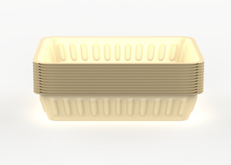 Set of Foil Trays Mockup Isolated On White Background. 3d illustration