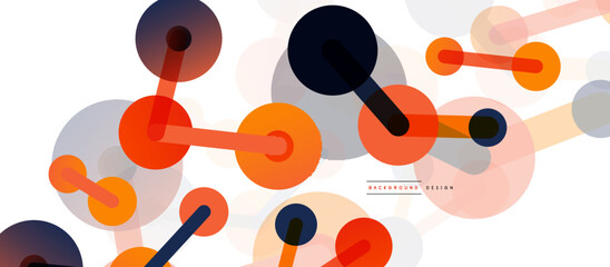 Line points connections geometric abstract background. Circles connected by lines. Trendy techno business template for wallpaper, banner, background or landing