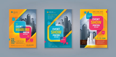 Business Leaflet Brochure Flyer template Design Set. Corporate Flyer Template A4 Size, Abstract Square Speech Bubbles, Corporate book cover design,