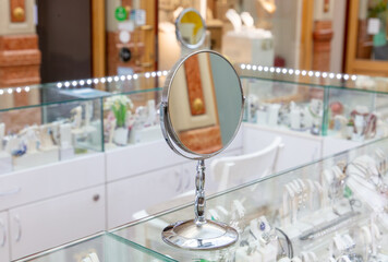 Small mirror in a jewelry store