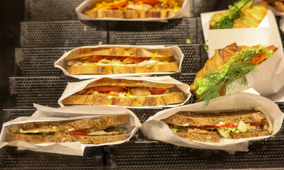 Sandwiches on the field in a cafe.