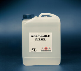 Biofuel in chemical lab in glass bottle Renewable Diesel