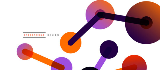 Line points connections geometric abstract background. Circles connected by lines. Trendy techno business template for wallpaper, banner, background or landing