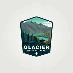 Fototapeta vector of glacier national park vector patch logo design obraz