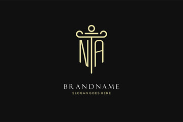 Luxury modern monogram NA logo for law firm with pillar icon design style - obrazy, fototapety, plakaty