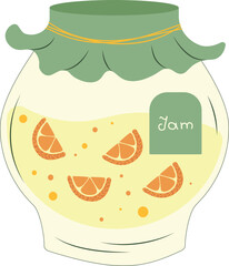 Naklejka premium jar of jam in flat design with white background. vector orange marmalade.