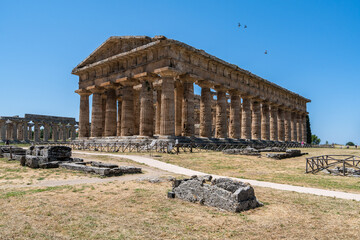 Fototapeta na wymiar The two Hera Temples at Paestum, UNESCO World Heritage Site, Campania, Italy