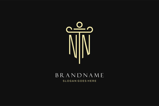 Luxury modern monogram NN logo for law firm with pillar icon design style