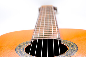 Fototapeta premium spanish classical guitar on white background