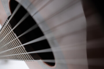 classical guitar strings and frets on white background