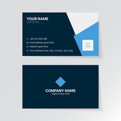 Flat, Creative Business Card Template Blue Visiting Card Design