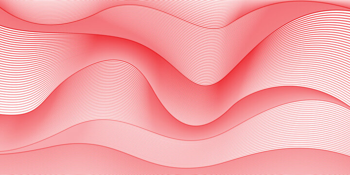 Red Line Wave End White Background