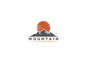 mountain logo template vector, icon in white background