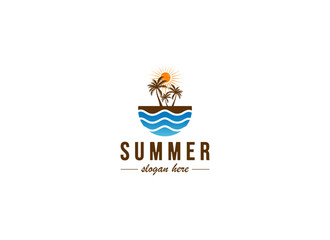 summer logo template vector, icon in white background