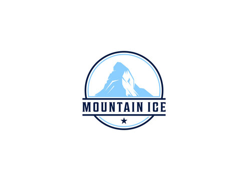 mountain ice logo template vector in white background