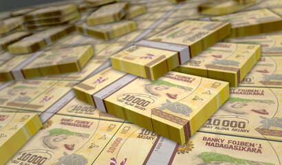 Madagascar Ariary money banknotes pack 3d illustration