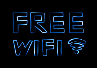 The inscription free Wi-Fi with a neon effect.