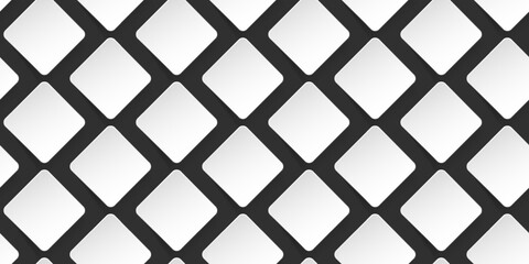 Abstract 3D Slightly Curled Paper Cut White Round Squares Pattern on a Black, Dark Grey Background - Vector Design