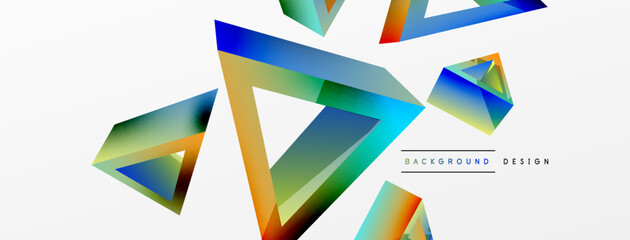 3d triangle abstract background. Basic shape technology or business concept composition. Trendy techno business template for wallpaper, banner, background or landing