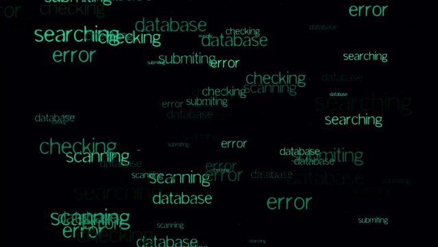 Computer terms on black background - technology background